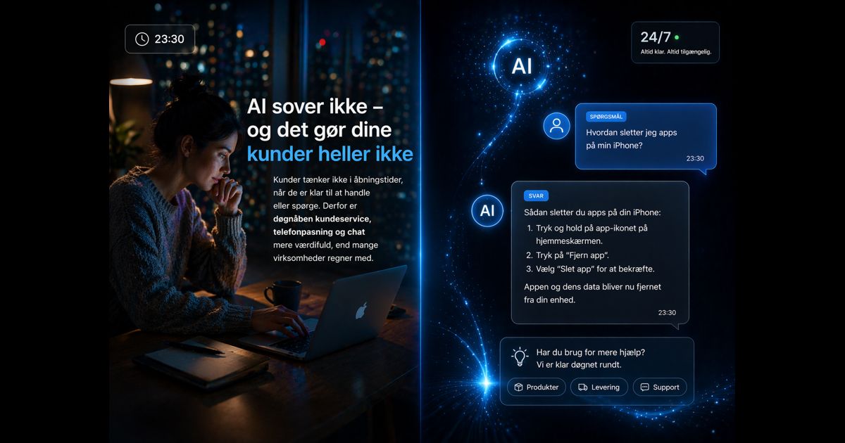 Døgnåben support om natten med AI, chat og telefonpasning