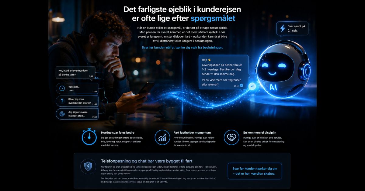 Illustration af hurtige svar i kundeservice og chat med AI-assistance